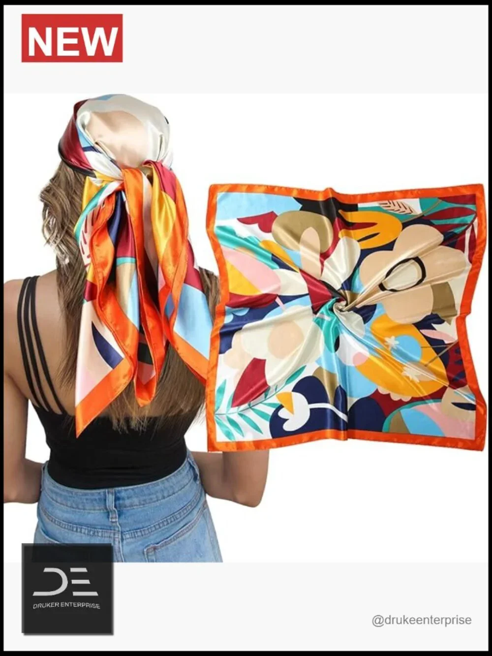 Large Satin Scarf Hair Wrap - Polyester Silk Scarf for Women